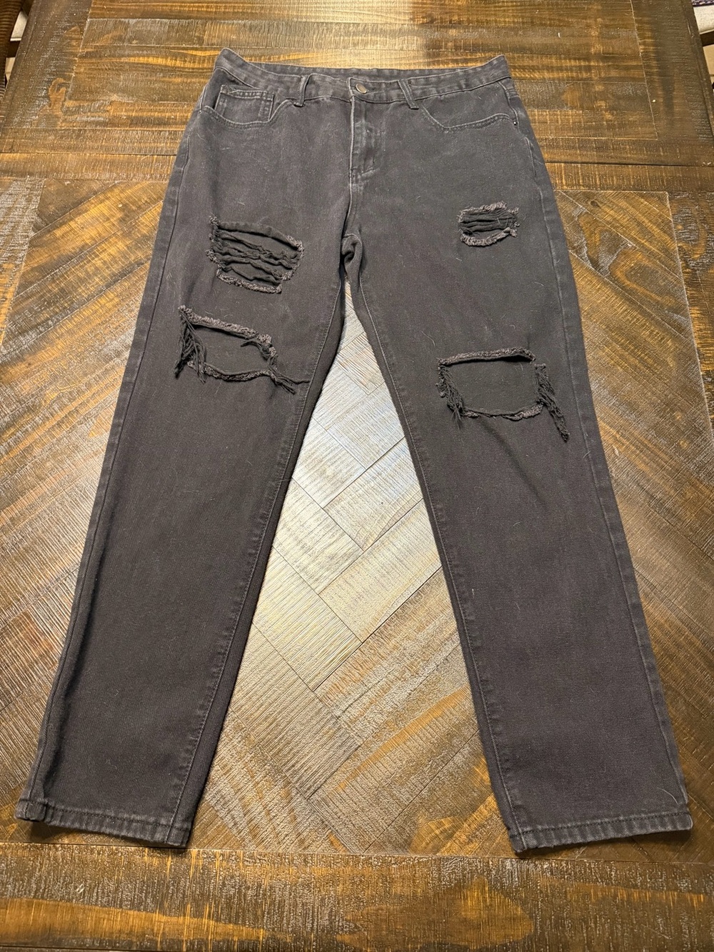 SHEIN Black Ripped Skinny Men's Jeans